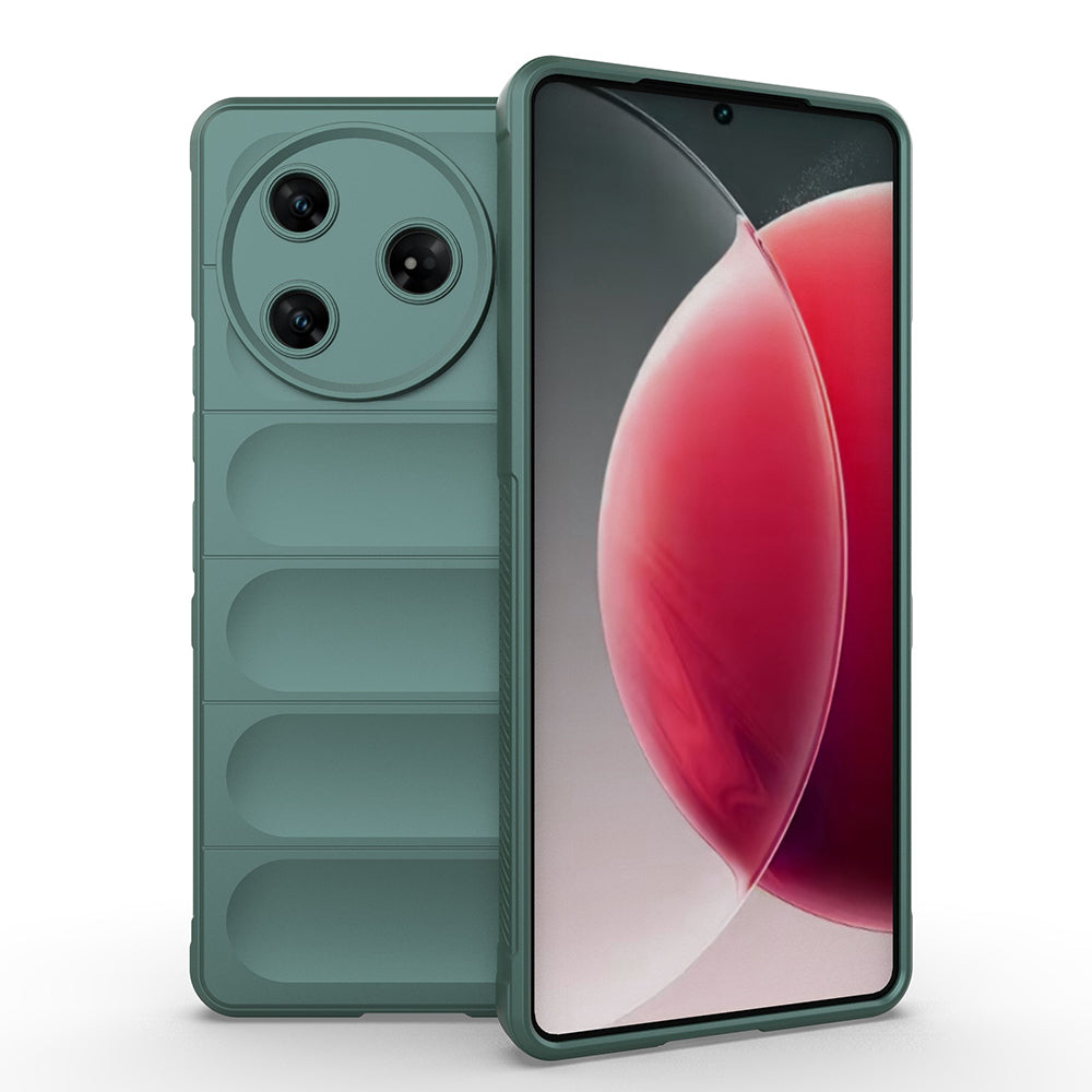 Tecno Camon 30 Pro 5G Kılıf Esnek TPU Oyuklu Arka Yüzey Tasarımlı Zore Etnik Silikon Kapak Koyu Yeşil