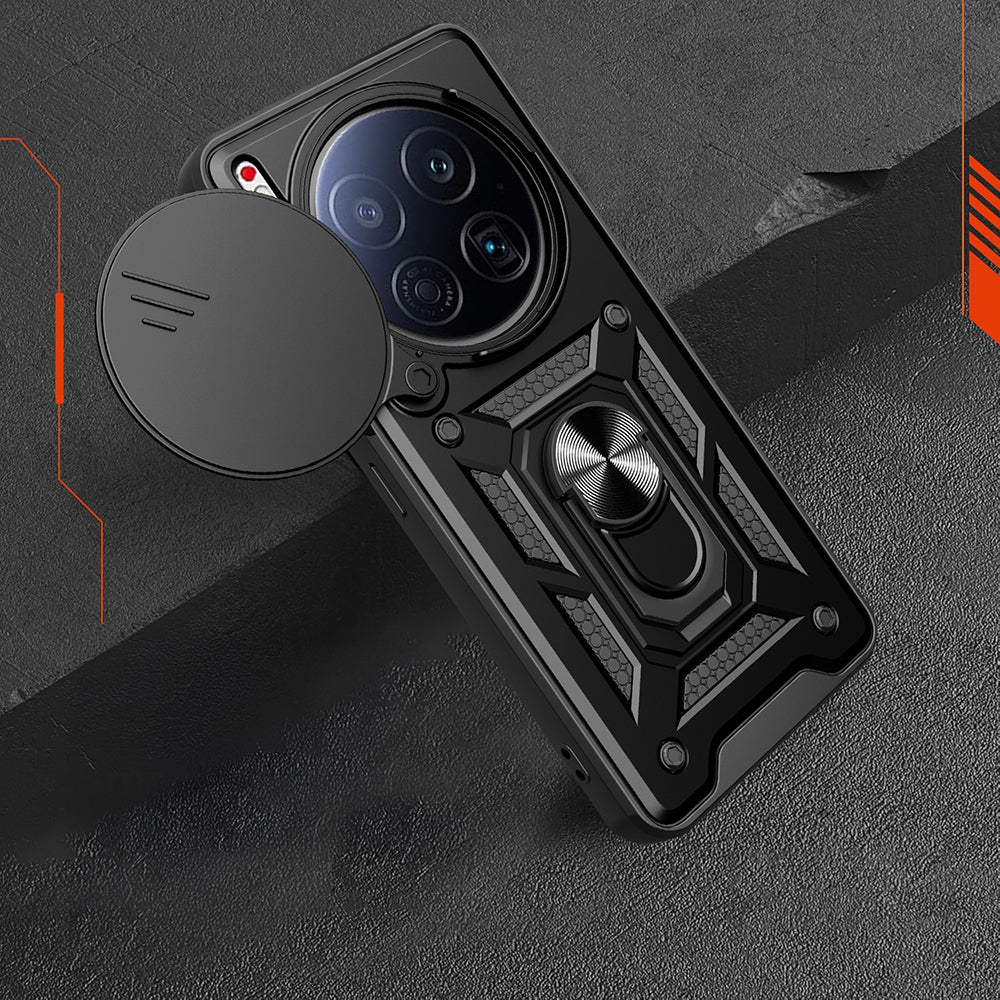 Tecno Camon 40 Premier 5G Kılıf Magnetik Standlı Kamera Korumalı Zore Sürgülü Vega Kapak Siyah