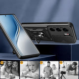 Tecno Camon 40 Pro 4G Kılıf Magnetik Standlı Kamera Korumalı Zore Sürgülü Vega Kapak Siyah