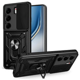 Tecno Camon 40 Pro 4G Kılıf Magnetik Standlı Kamera Korumalı Zore Sürgülü Vega Kapak Siyah