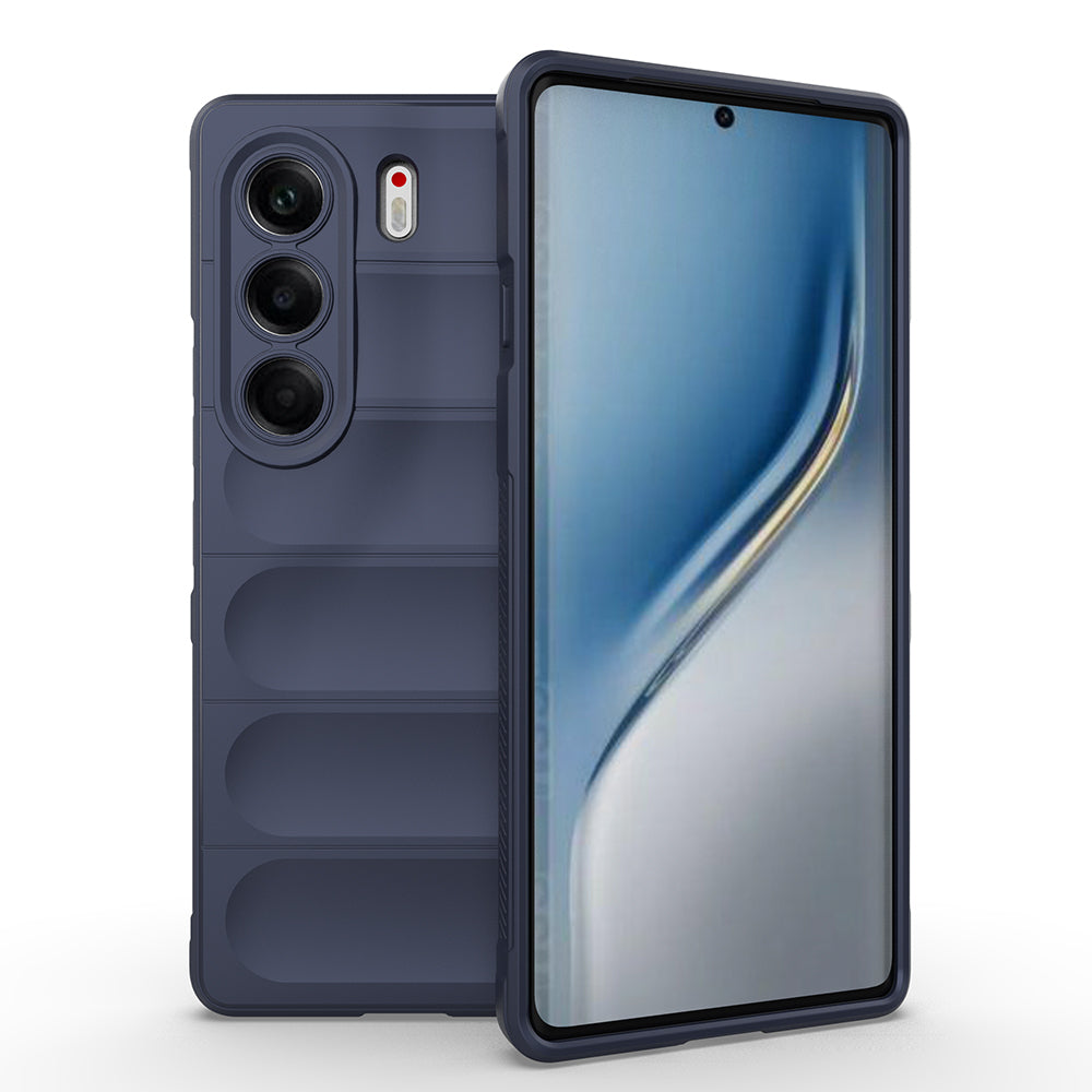 Tecno Camon 40 Pro Kılıf Esnek TPU Oyuklu Arka Yüzey Tasarımlı Zore Etnik Silikon Kapak Lacivert