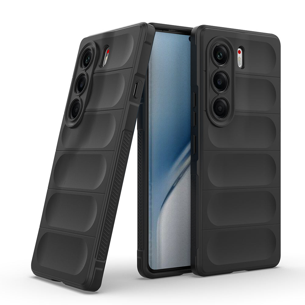 Tecno Camon 40 Pro Kılıf Esnek TPU Oyuklu Arka Yüzey Tasarımlı Zore Etnik Silikon Kapak Siyah