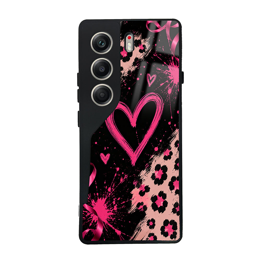 Tecno Camon 40 Pro Kılıf Kamera Korumalı Desenli Zore Lusi Kapak Pembe Kalp