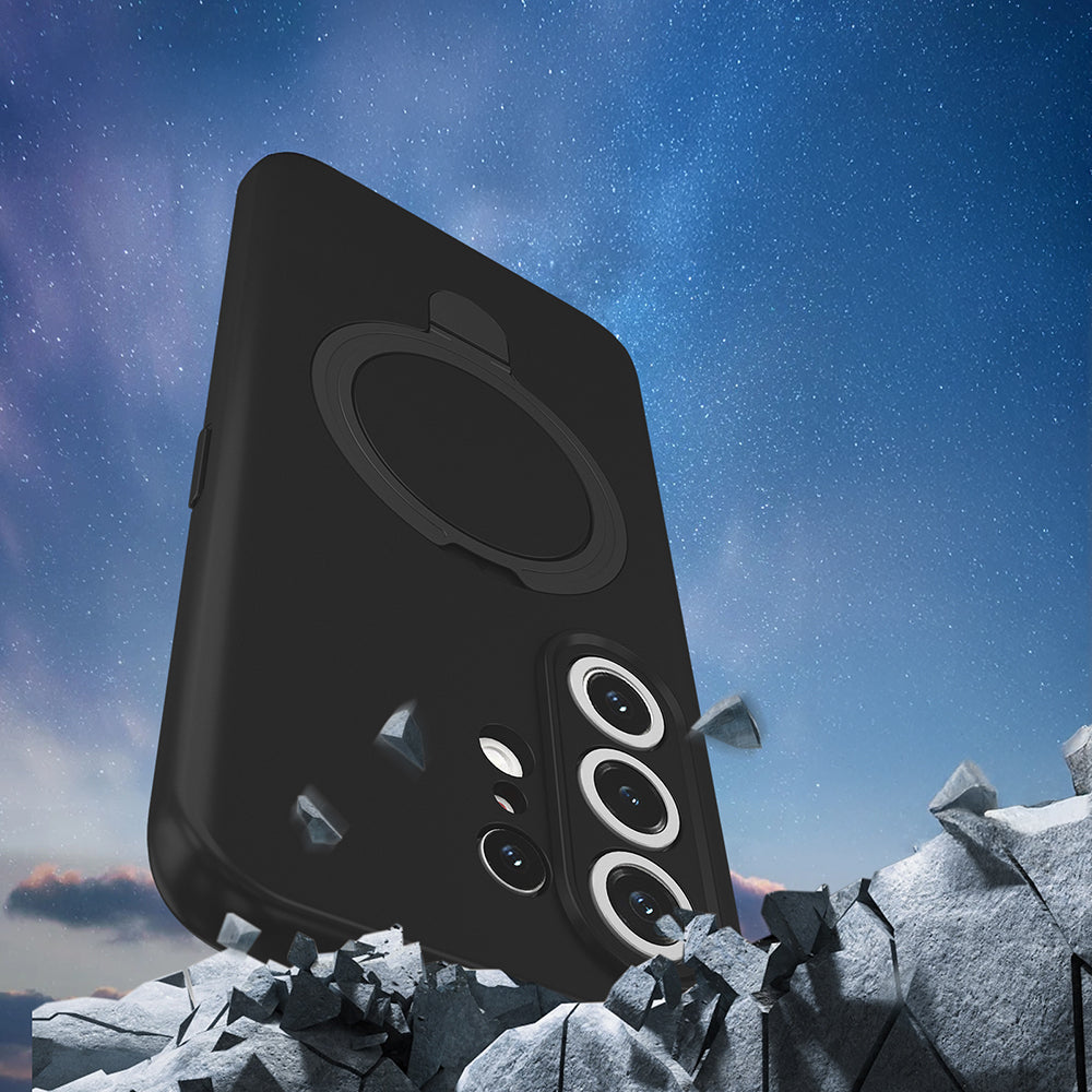 Tecno Camon 50 Pro Kılıf M-safe Şarj Özellikli Standlı Zore Samara Kapak Siyah