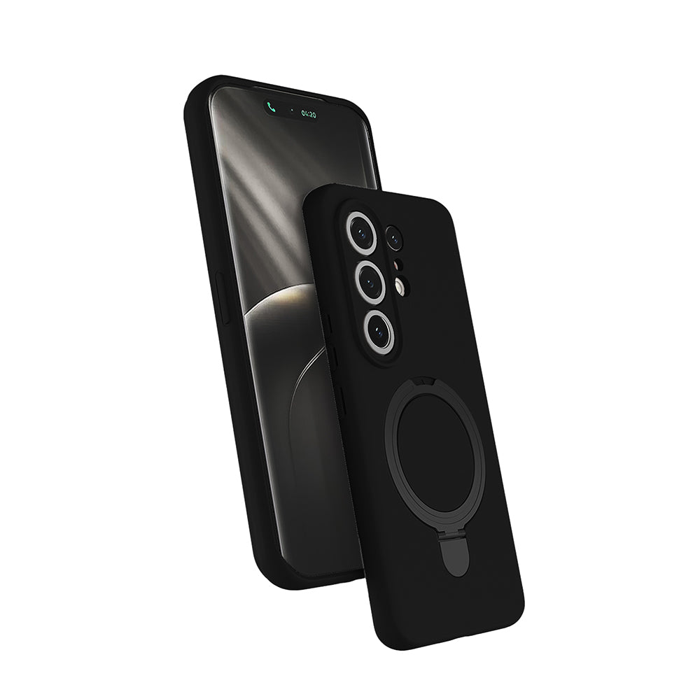 Tecno Camon 50 Pro Kılıf M-safe Şarj Özellikli Standlı Zore Samara Kapak Siyah