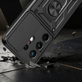 Tecno Camon 50 Pro Kılıf Magnetik Standlı Kamera Korumalı Zore Sürgülü Vega Kapak Siyah