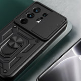 Tecno Camon 50 Pro Kılıf Magnetik Standlı Kamera Korumalı Zore Sürgülü Vega Kapak Siyah