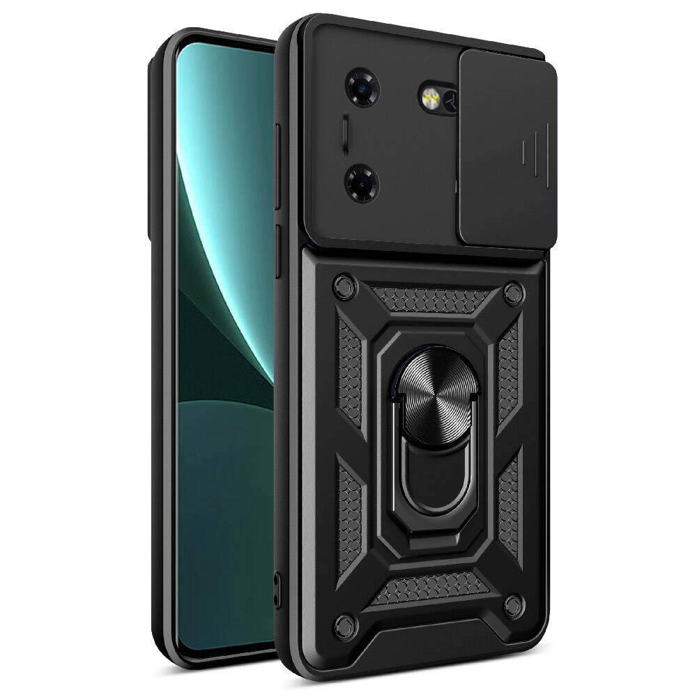 Tecno Pova 5 Kılıf Magnetik Standlı Kamera Korumalı Zore Sürgülü Vega Kapak Mavi