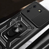 Tecno Pova 5 Kılıf Magnetik Standlı Kamera Korumalı Zore Sürgülü Vega Kapak Mavi