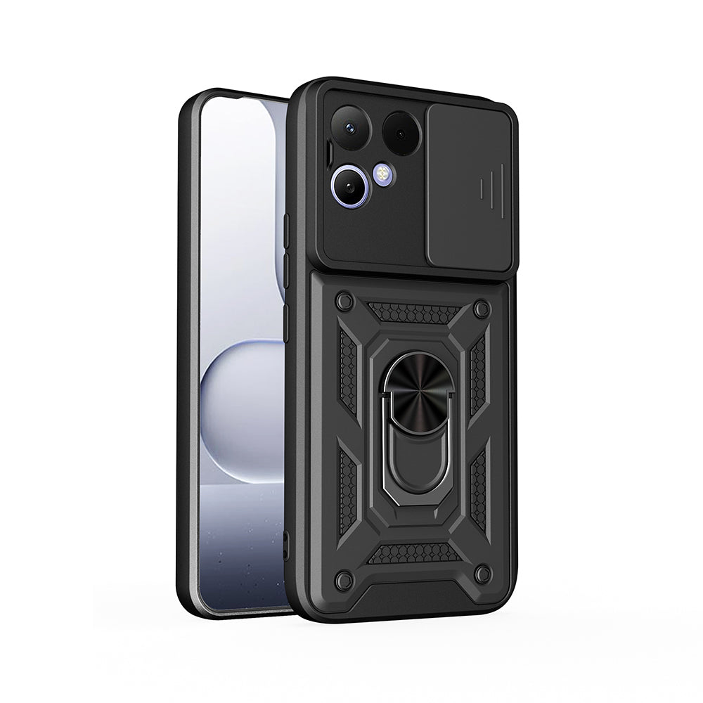 Tecno Pova Curve 2 Kılıf Magnetik Standlı Kamera Korumalı Zore Sürgülü Vega Kapak Siyah