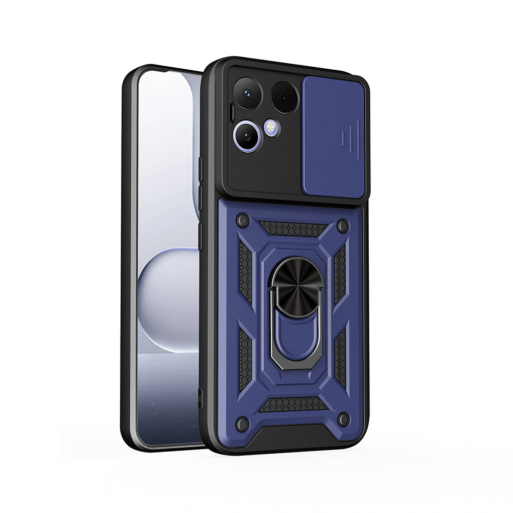 Tecno Pova Curve 2 Kılıf Magnetik Standlı Kamera Korumalı Zore Sürgülü Vega Kapak Mavi