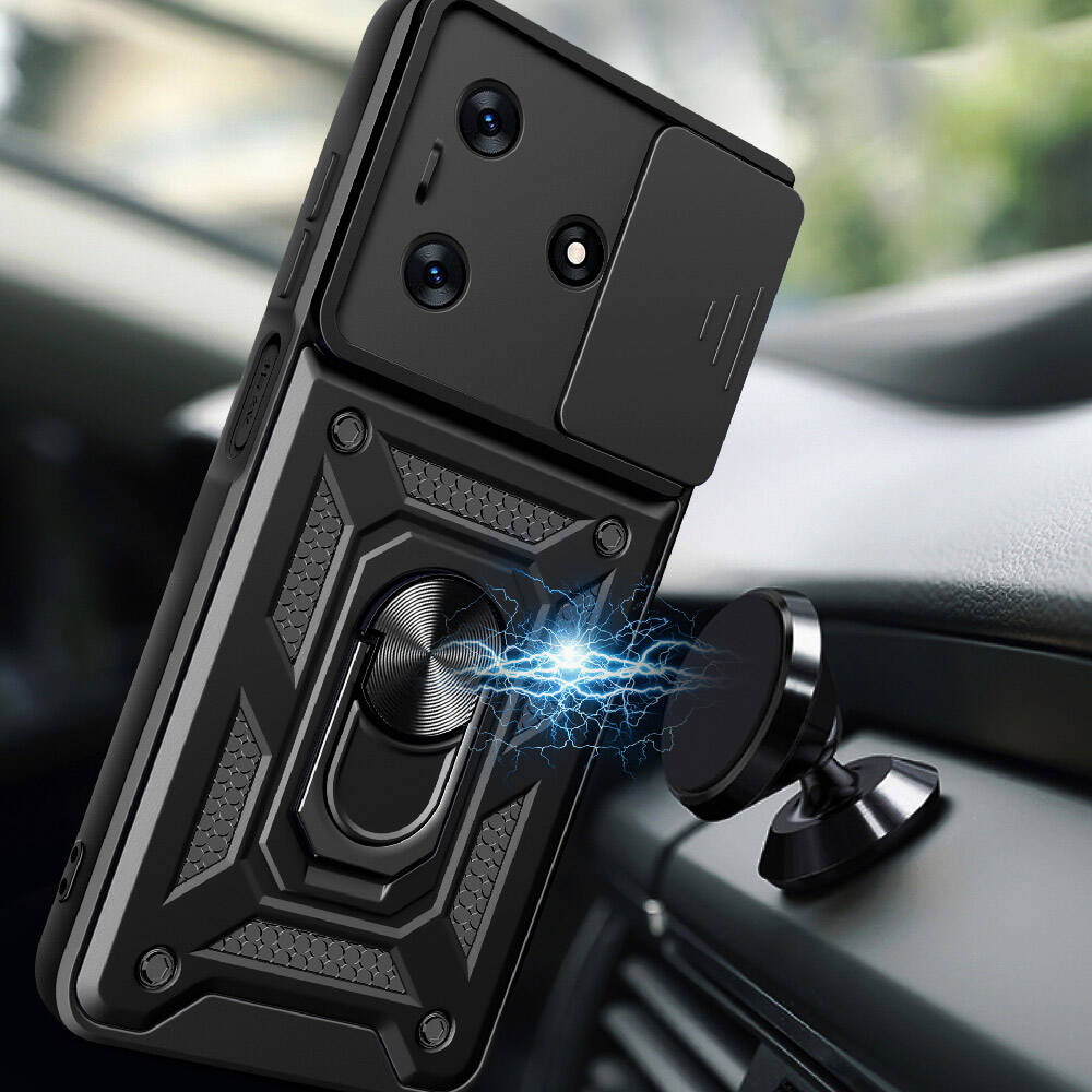 Tecno Spark 10 4G Kılıf Magnetik Standlı Kamera Korumalı Zore Sürgülü Vega Kapak Mavi