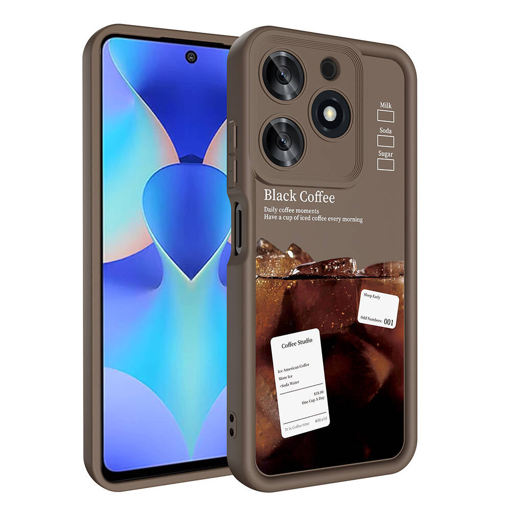 Tecno Spark 10 Pro 4G Kılıf Kamera Korumalı Baskılı Arka Yüzey Zore Klas Kapak Koyu Kahve