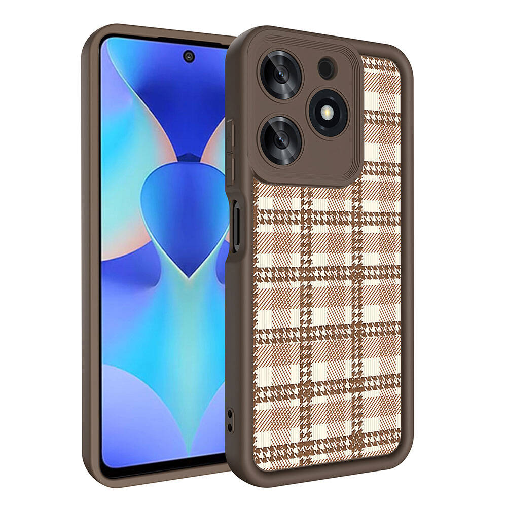 Tecno Spark 10 Pro 4G Kılıf Kamera Korumalı Baskılı Arka Yüzey Zore Klas Kapak Koyu Kahve
