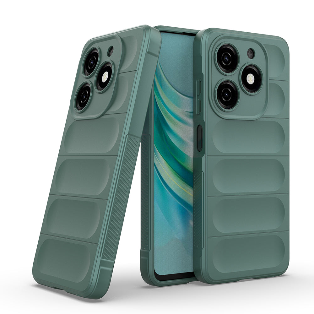 Tecno Spark 20 Kılıf Esnek TPU Oyuklu Arka Yüzey Tasarımlı Zore Etnik Silikon Kapak Koyu Yeşil