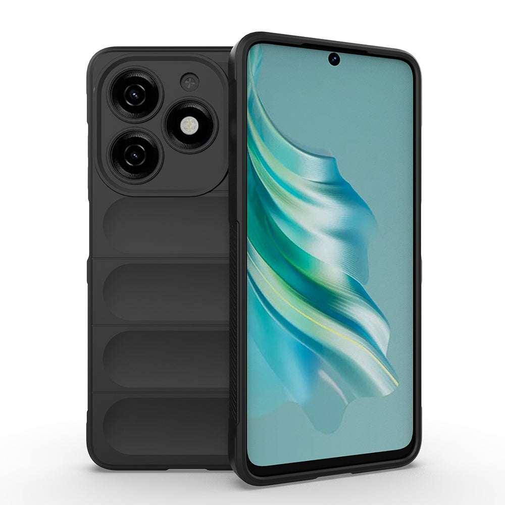 Tecno Spark 20 Kılıf Esnek TPU Oyuklu Arka Yüzey Tasarımlı Zore Etnik Silikon Kapak Siyah