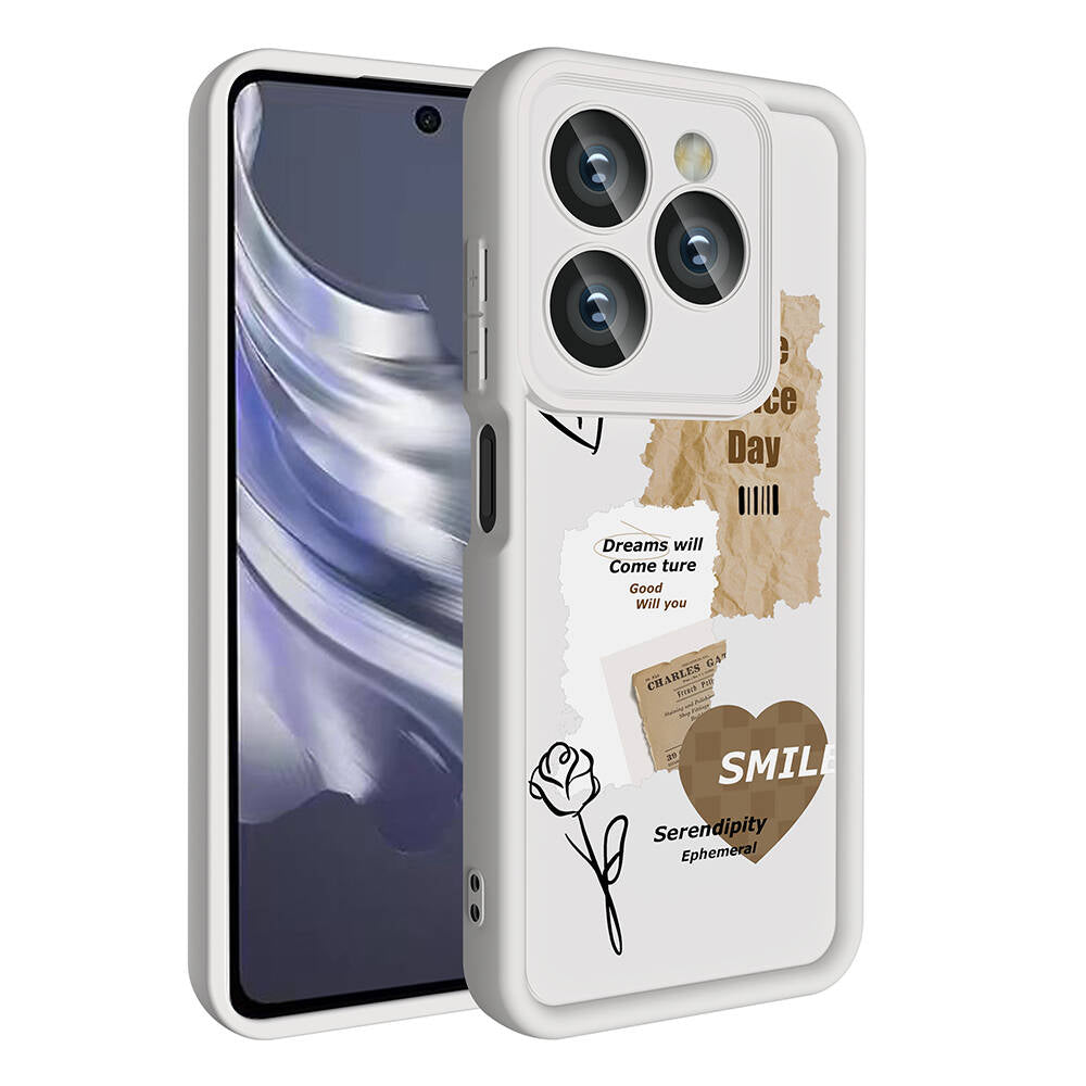 Tecno Spark 20 Kılıf Kamera Korumalı Baskılı Arka Yüzey Zore Klas Kapak Açık Kahve
