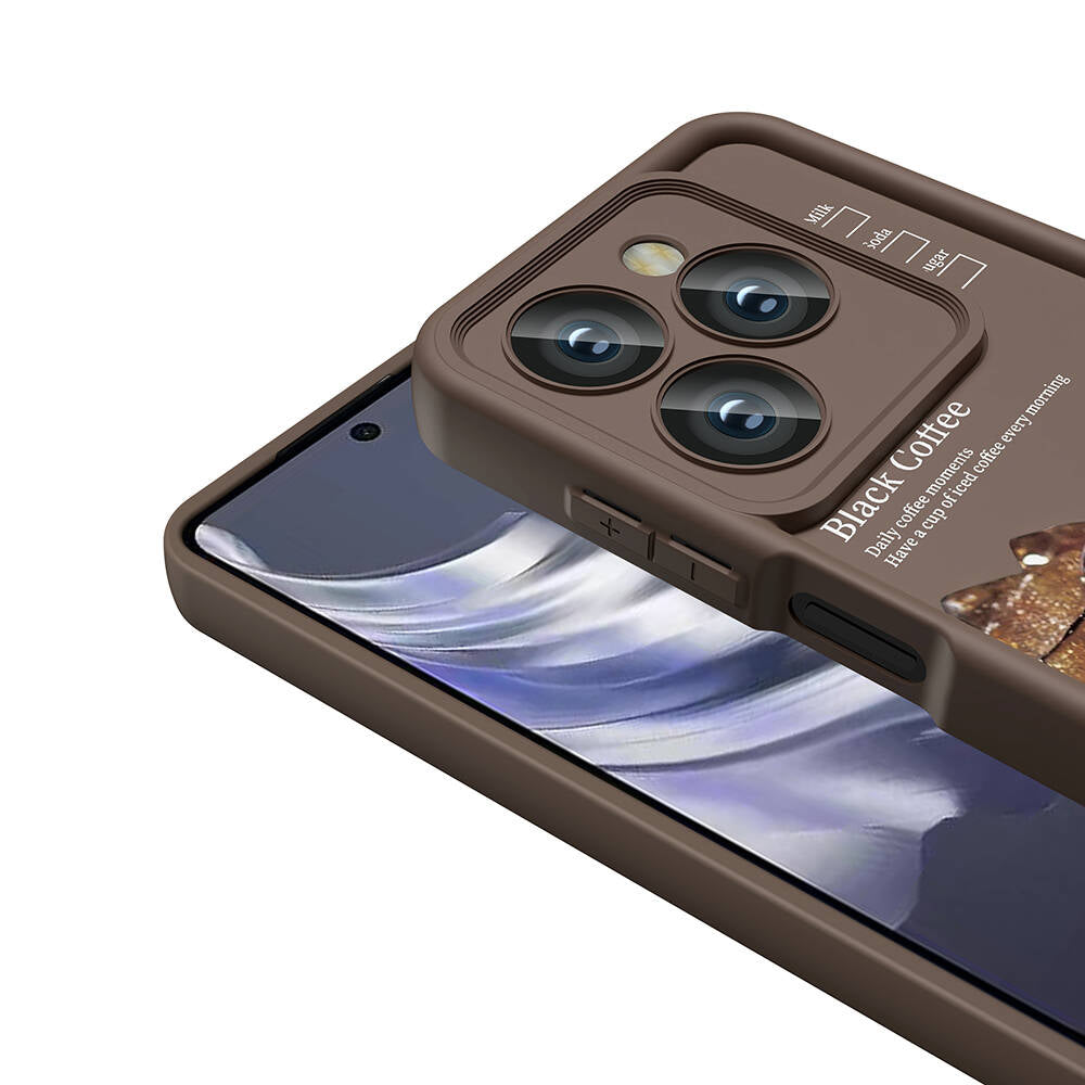 Tecno Spark 20 Kılıf Kamera Korumalı Baskılı Arka Yüzey Zore Klas Kapak Açık Kahve
