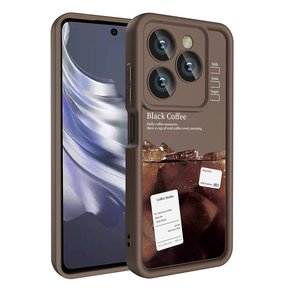 Tecno Spark 20 Kılıf Kamera Korumalı Baskılı Arka Yüzey Zore Klas Kapak Açık Kahve