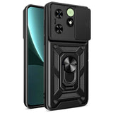 Tecno Spark 20 Kılıf Magnetik Standlı Kamera Korumalı Zore Sürgülü Vega Kapak Mavi