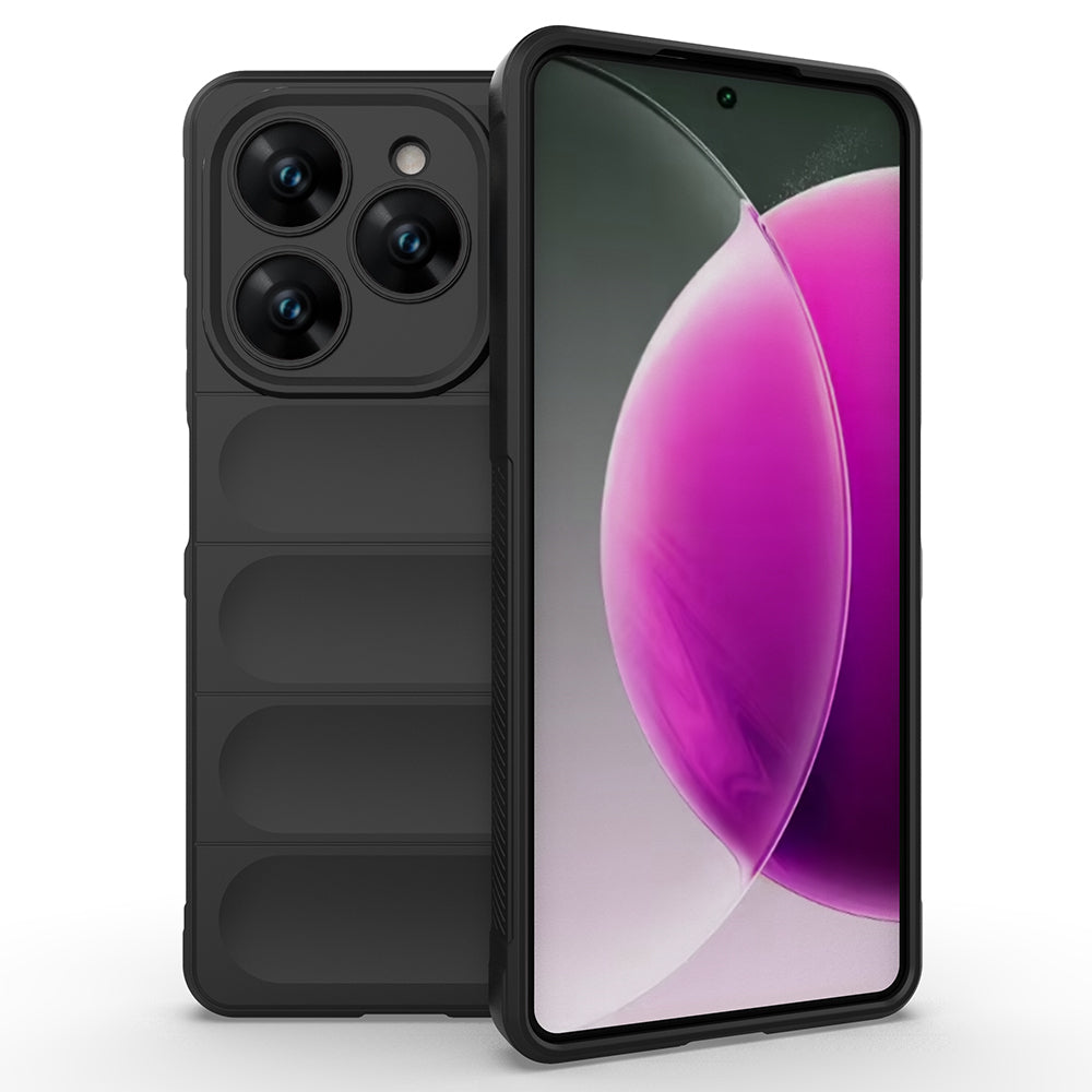 Tecno Spark 20 Pro 4G Kılıf Esnek TPU Oyuklu Arka Yüzey Tasarımlı Zore Etnik Silikon Kapak Siyah