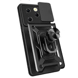 Tecno Spark 20 Pro 4G Kılıf Magnetik Standlı Kamera Korumalı Zore Sürgülü Vega Kapak Mavi