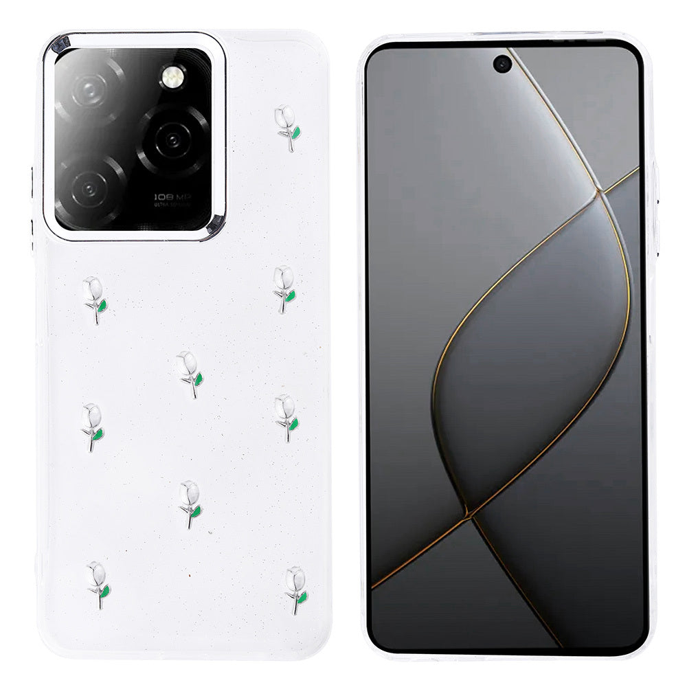 Tecno Spark 20 Pro 5G Kılıf Airbag Tasarımlı Simli Şeffaf Zore Kutup Kapak Lale