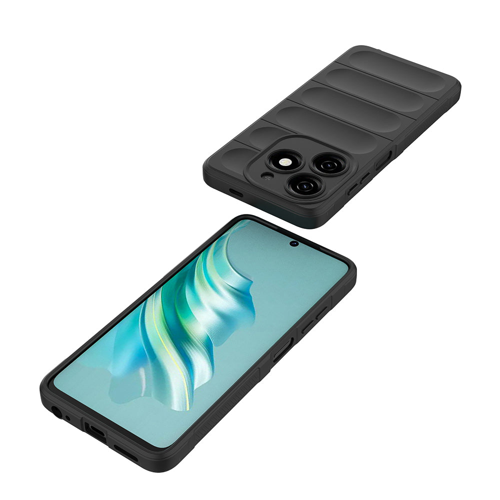 Tecno Spark 20C Kılıf Esnek TPU Oyuklu Arka Yüzey Tasarımlı Zore Etnik Silikon Kapak Siyah