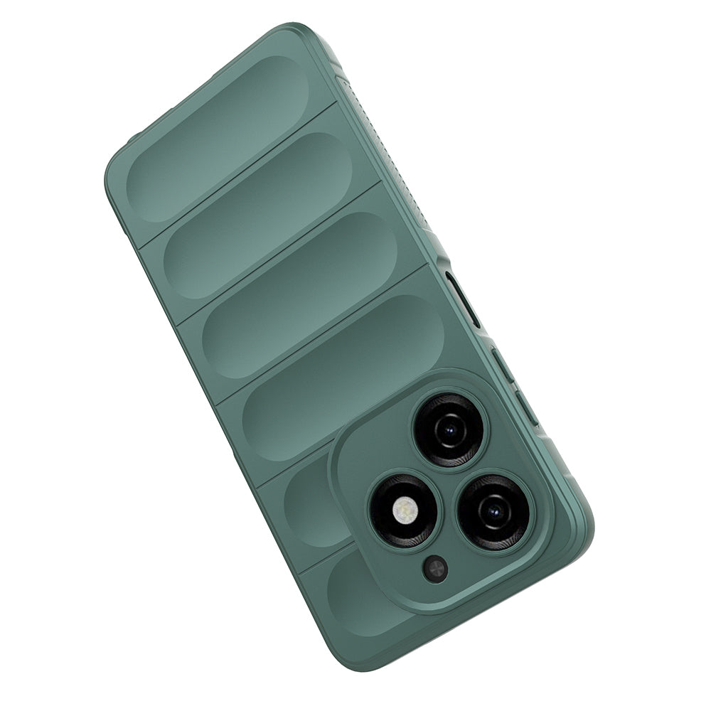 Tecno Spark 20C Kılıf Esnek TPU Oyuklu Arka Yüzey Tasarımlı Zore Etnik Silikon Kapak Koyu Yeşil