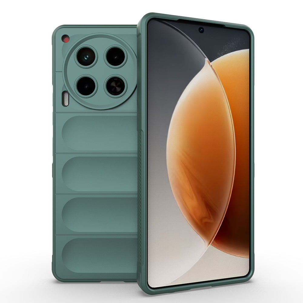Tecno Spark 30 4G Kılıf Esnek TPU Oyuklu Arka Yüzey Tasarımlı Zore Etnik Silikon Kapak Koyu Yeşil