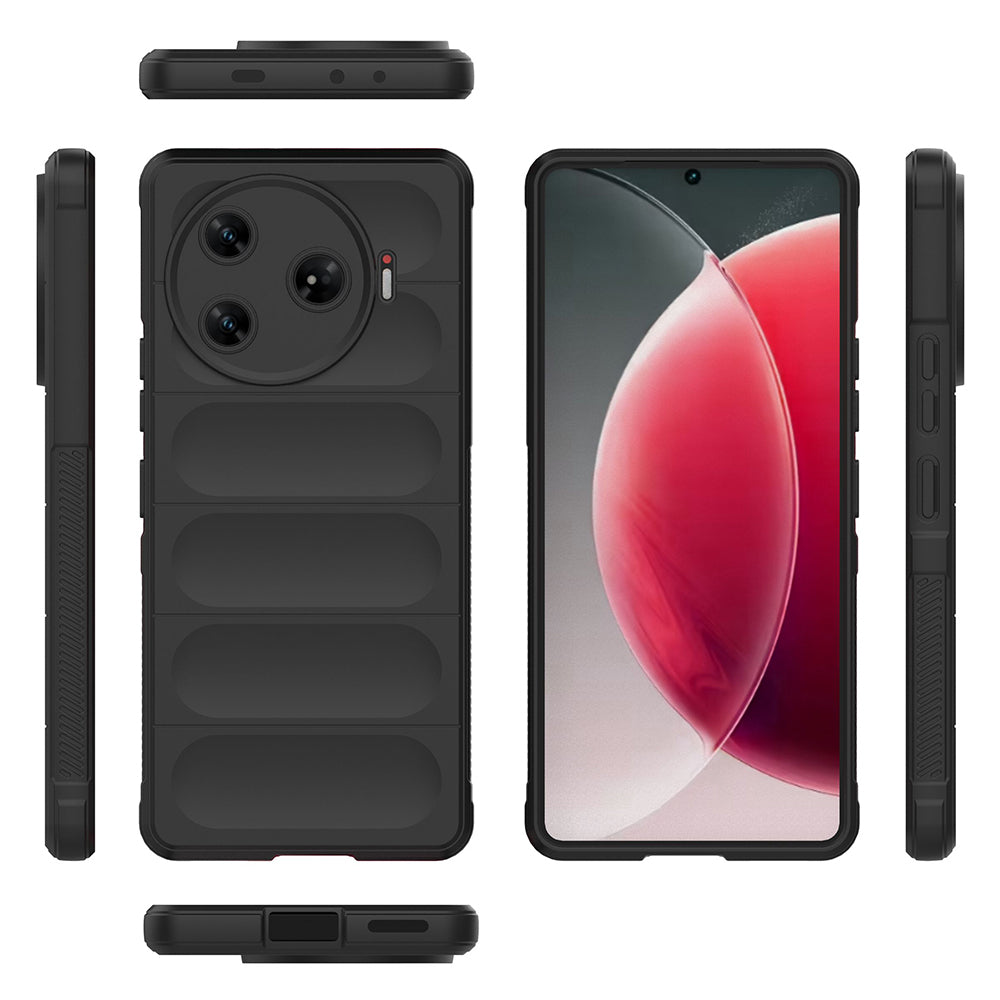 Tecno Spark 30 Pro Kılıf Esnek TPU Oyuklu Arka Yüzey Tasarımlı Zore Etnik Silikon Kapak Siyah