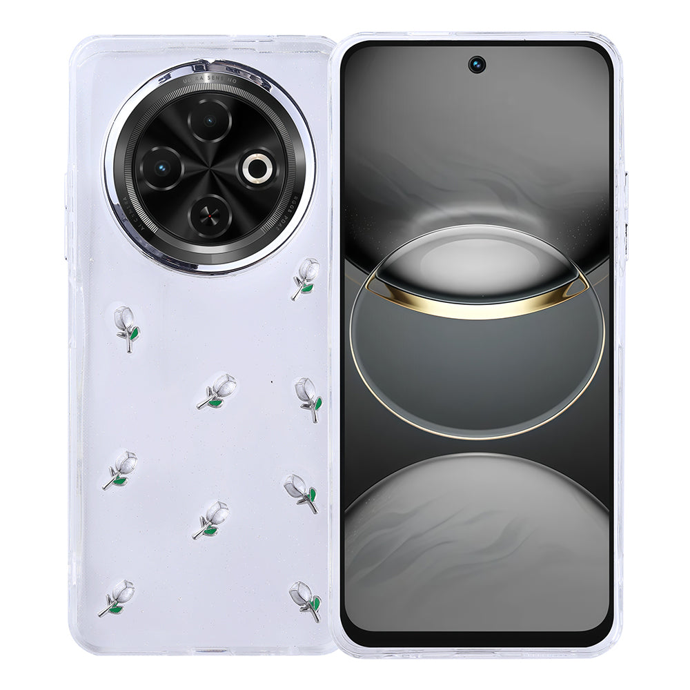 Tecno Spark 30C Kılıf Airbag Tasarımlı Simli Şeffaf Zore Kutup Kapak Kiraz