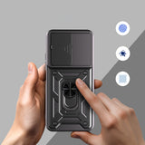 Tecno Spark 40 4G Kılıf Magnetik Standlı Kamera Korumalı Sürgülü Vega Kapak Siyah