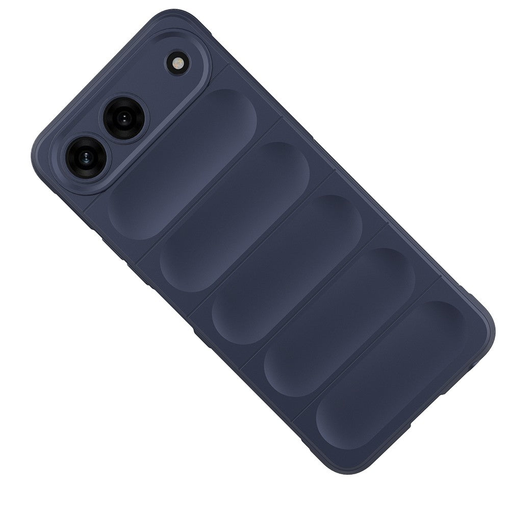 Tecno Spark 40 5G Kılıf Esnek TPU Oyuklu Arka Yüzey Tasarımlı Etnik Silikon Kapak Lacivert