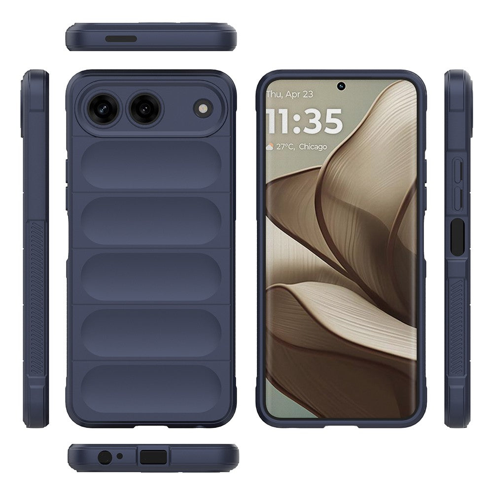 Tecno Spark 40 5G Kılıf Esnek TPU Oyuklu Arka Yüzey Tasarımlı Etnik Silikon Kapak Lacivert