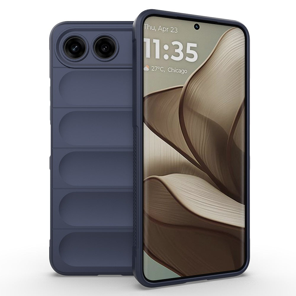 Tecno Spark 40 5G Kılıf Esnek TPU Oyuklu Arka Yüzey Tasarımlı Etnik Silikon Kapak Lacivert