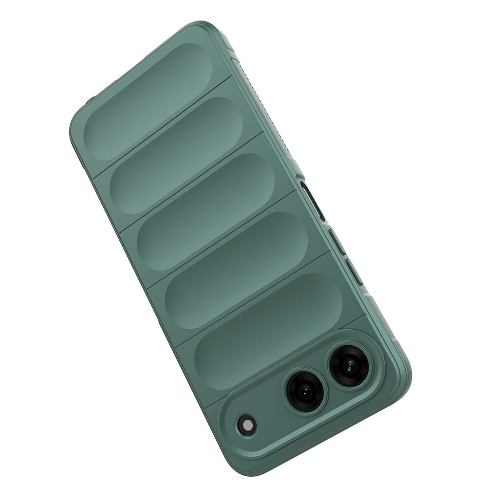 Tecno Spark 40 5G Kılıf Esnek TPU Oyuklu Arka Yüzey Tasarımlı Zore Etnik Silikon Kapak Koyu Yeşil