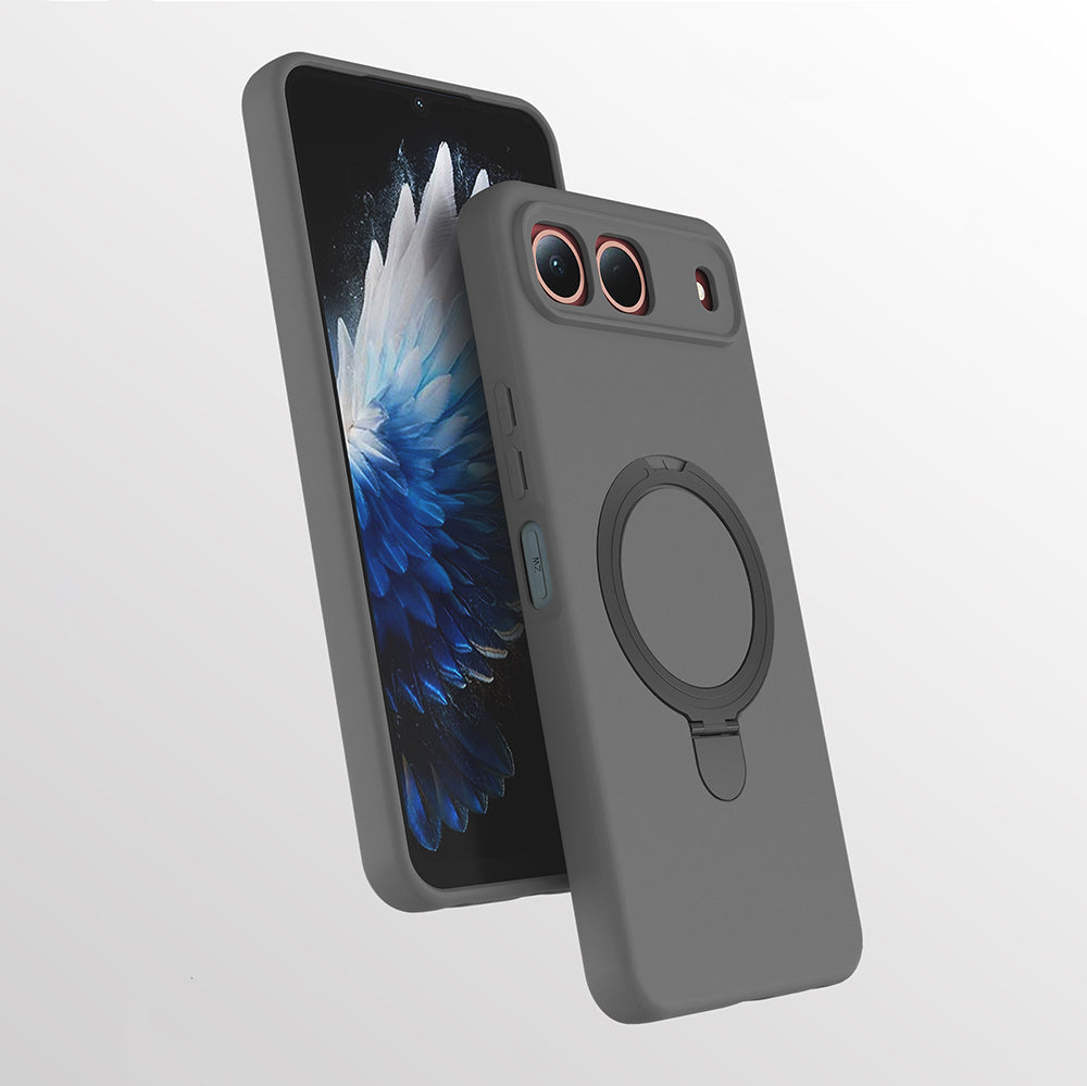 Tecno Spark 40 5G Kılıf M-safe Şarj Özellikli Standlı Zore Samara Kapak Siyah