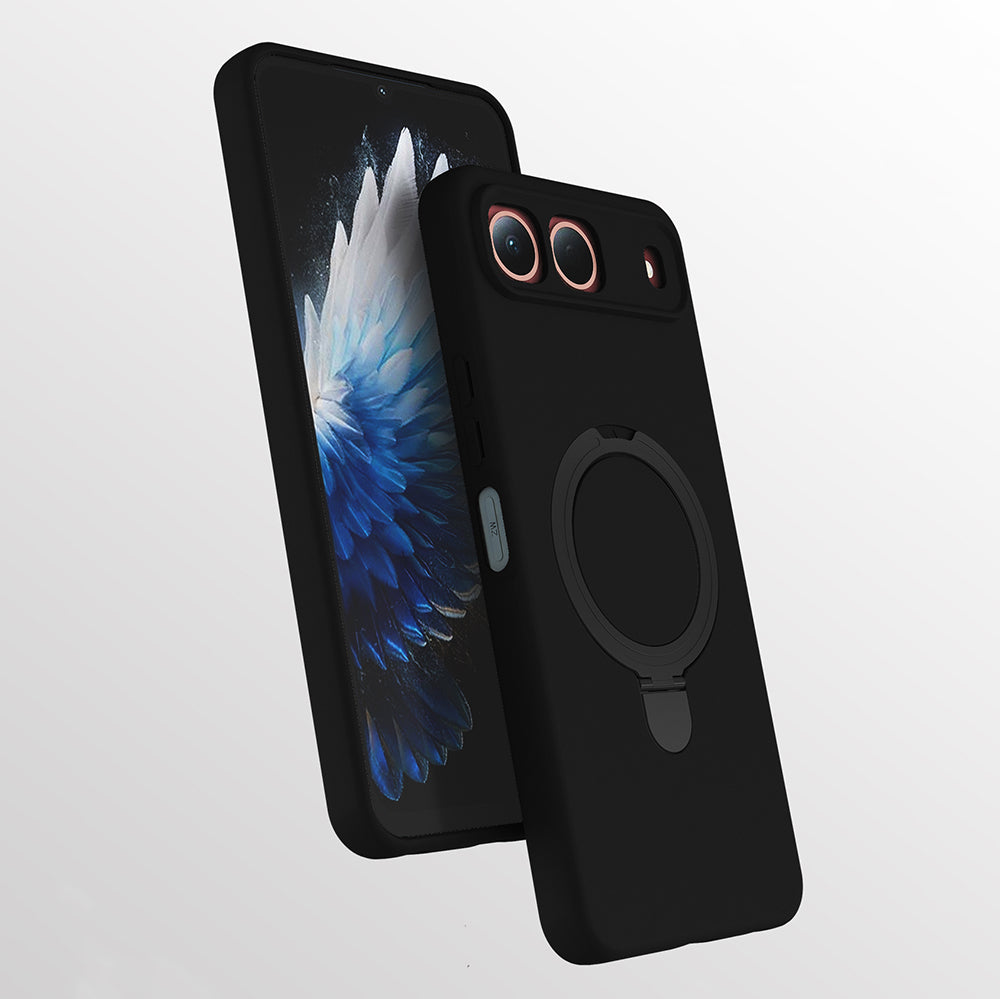 Tecno Spark 40 5G Kılıf M-safe Şarj Özellikli Standlı Zore Samara Kapak Siyah