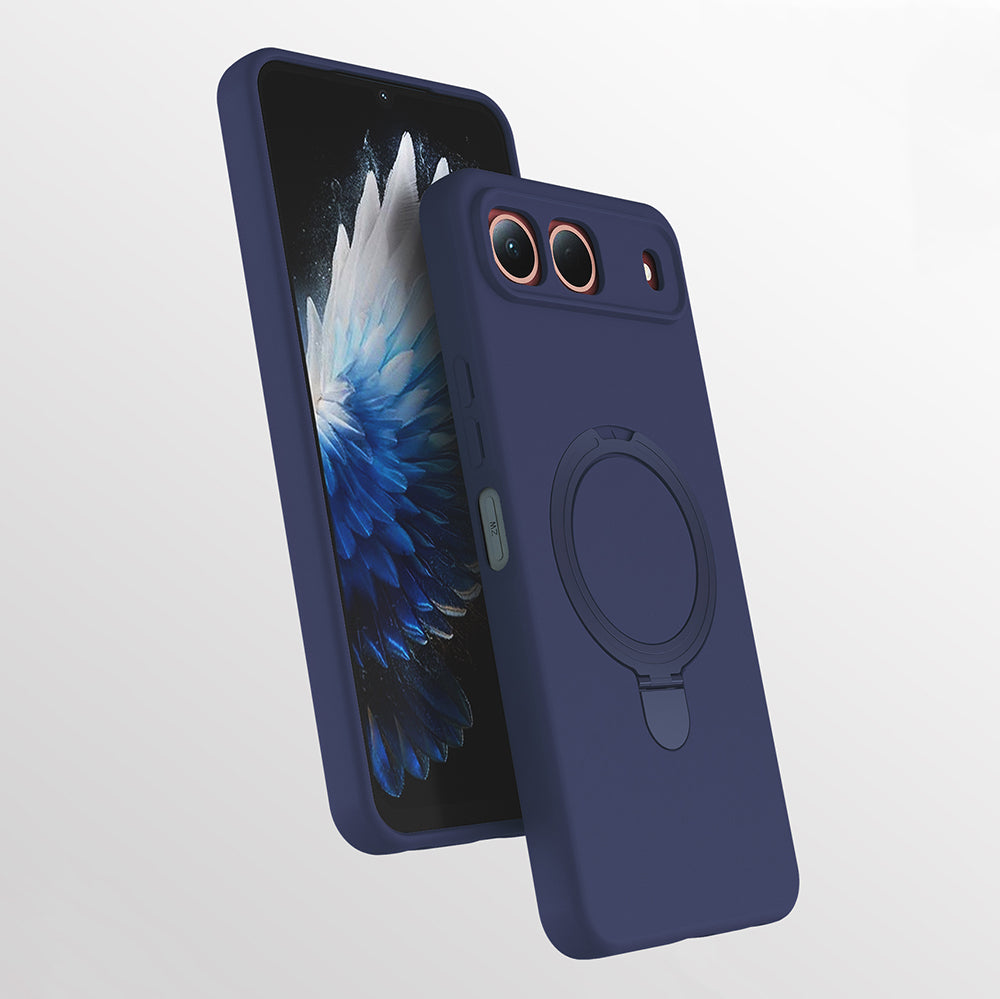 Tecno Spark 40 5G Kılıf M-safe Şarj Özellikli Standlı Zore Samara Kapak Lacivert