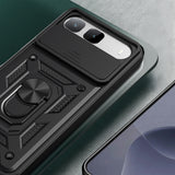 Tecno Spark 40 5G Kılıf Magnetik Standlı Kamera Korumalı Zore Sürgülü Vega Kapak Siyah