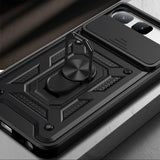 Tecno Spark 40 5G Kılıf Magnetik Standlı Kamera Korumalı Zore Sürgülü Vega Kapak Siyah