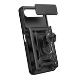 Tecno Spark 40 5G Kılıf Magnetik Standlı Kamera Korumalı Zore Sürgülü Vega Kapak Siyah