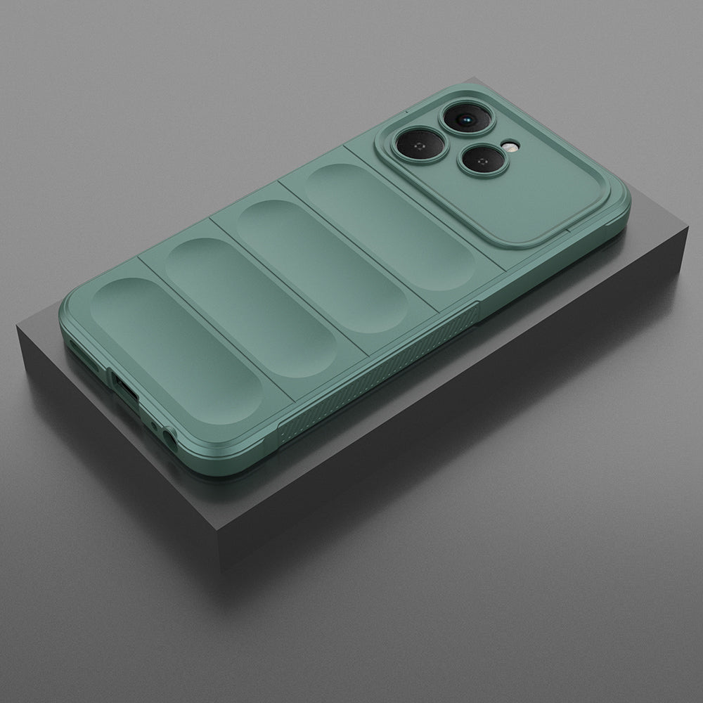 Tecno Spark 40 Kılıf Esnek TPU Oyuklu Arka Yüzey Tasarımlı Zore Etnik Silikon Kapak Koyu Yeşil
