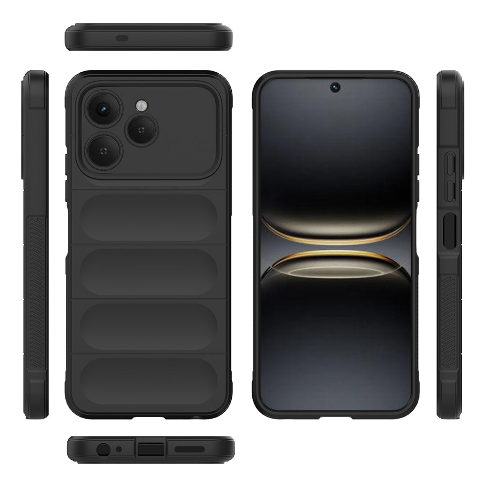 Tecno Spark 40 Kılıf Esnek TPU Oyuklu Arka Yüzey Tasarımlı Zore Etnik Silikon Kapak Siyah