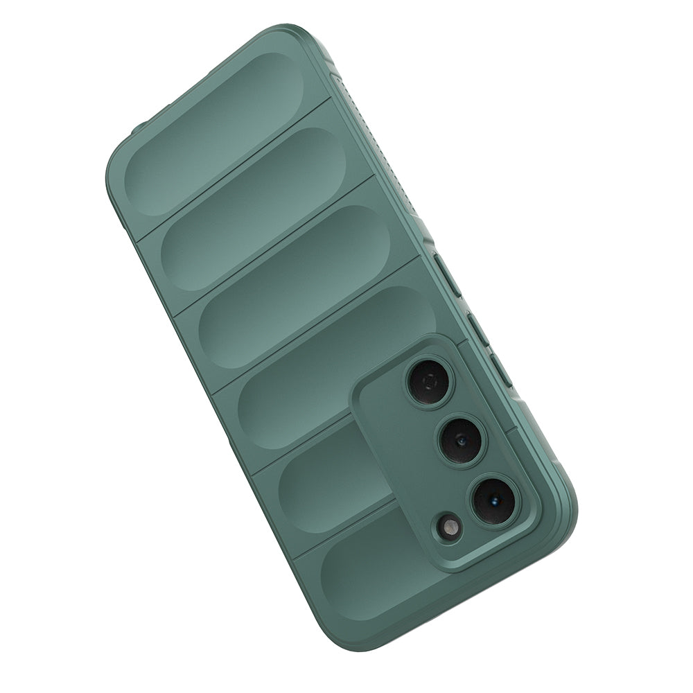 Tecno Spark 40 Pro Kılıf Esnek TPU Oyuklu Arka Yüzey Tasarımlı Zore Etnik Silikon Kapak Koyu Yeşil