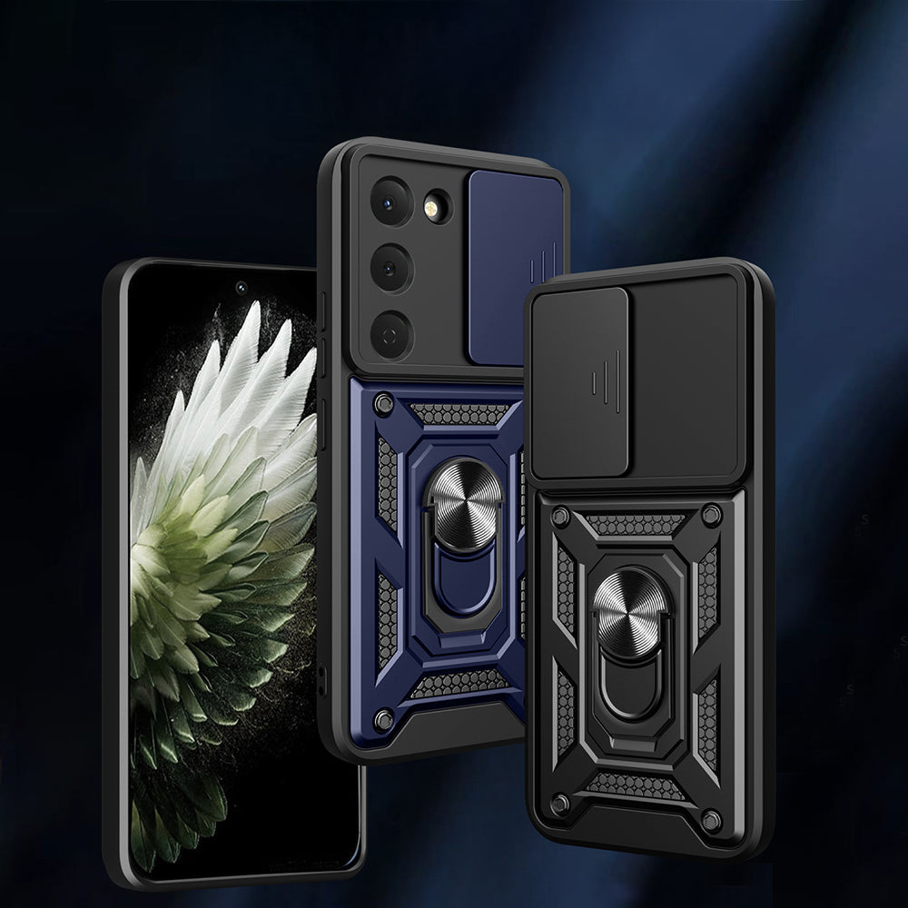Tecno Spark 40 Pro Kılıf Magnetik Standlı Kamera Korumalı Sürgülü Vega Kapak Siyah