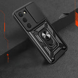 Tecno Spark 40 Pro Kılıf Magnetik Standlı Kamera Korumalı Sürgülü Vega Kapak Siyah