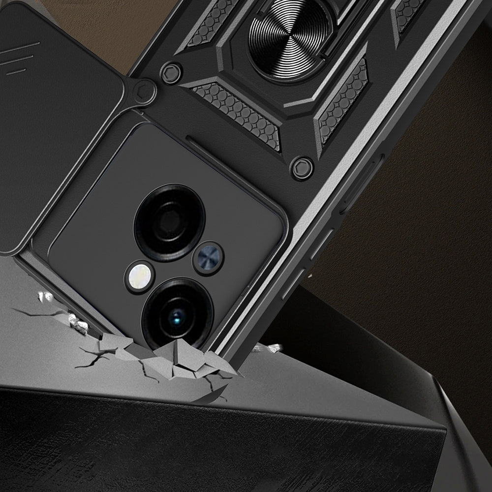 Tecno Spark Go 1 2025 Kılıf Magnetik Standlı Kamera Korumalı Zore Sürgülü Vega Kapak Mavi