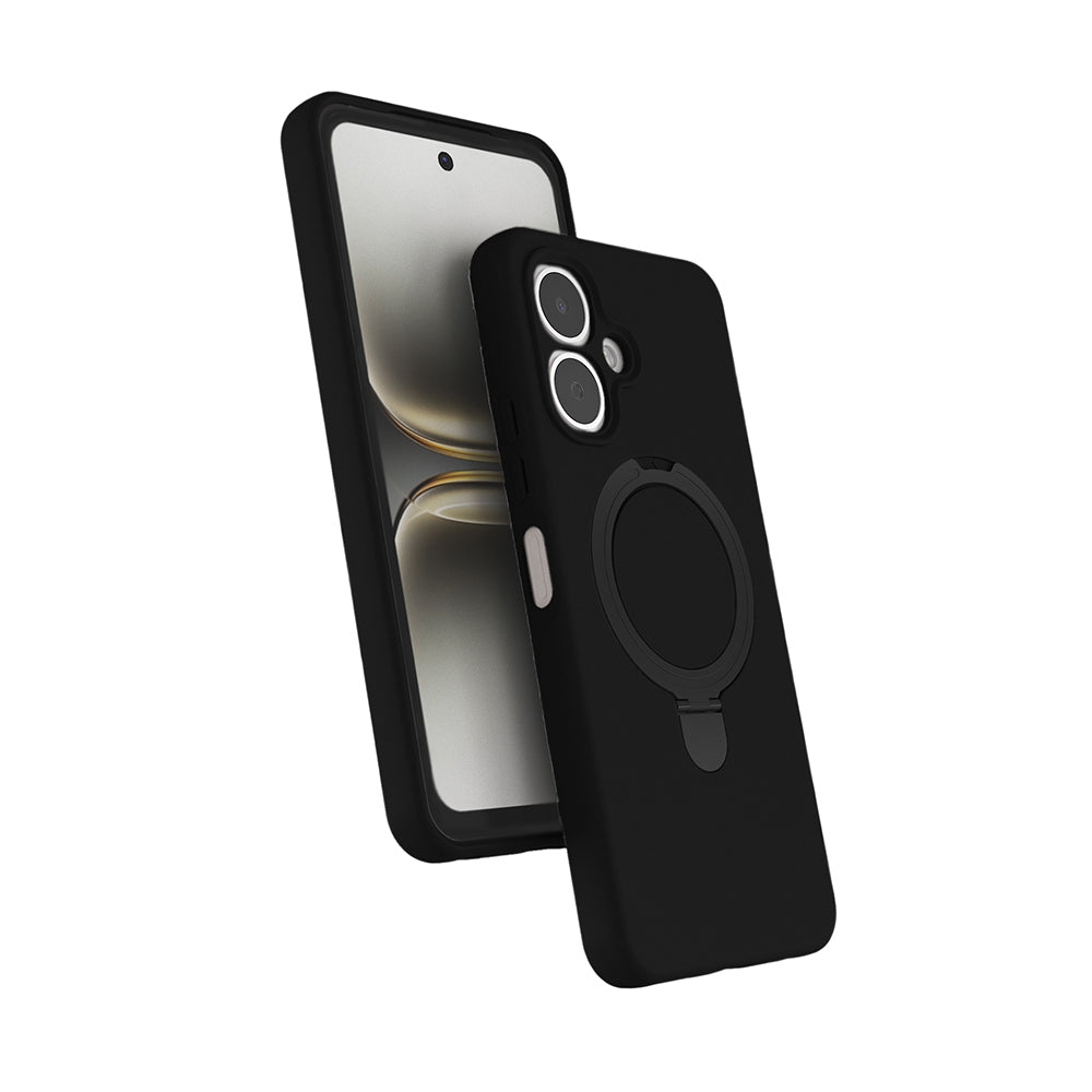 Tecno Spark Go 2 Kılıf M-safe Şarj Özellikli Standlı Zore Samara Kapak Siyah